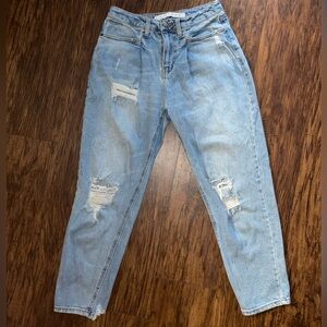Tinseltown High Rise Blue Ripped Mom Jeans